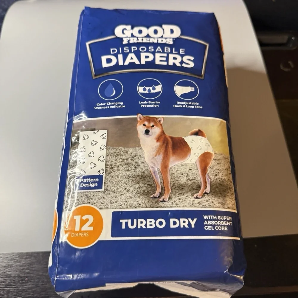 2 New In  Pack Good Friends Disposable Diapers Med 15-35 lb 24 Count For Dogs